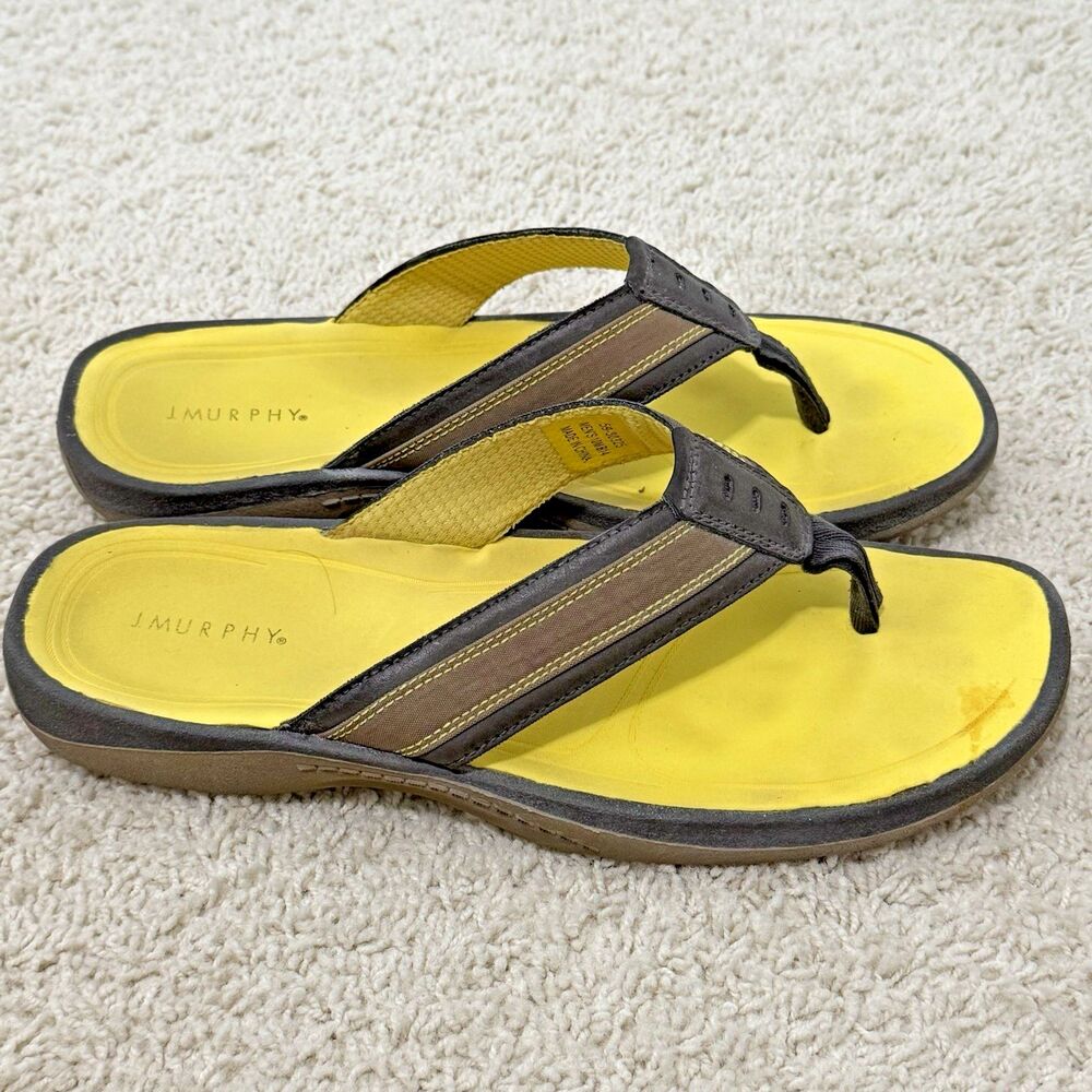Johnston Murphy Flip Flips Mens Size 10M Verona Sandals Thong Flip On Brown Gray - Picture 2 of 7